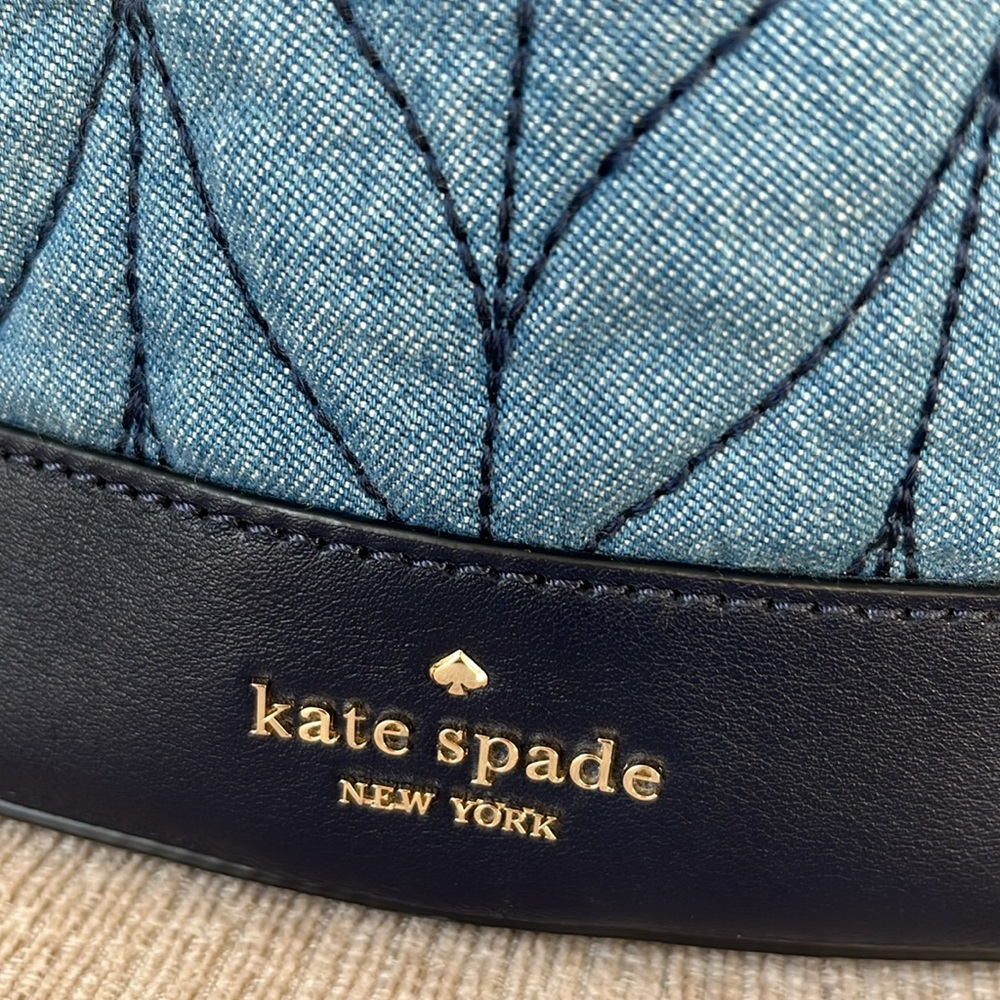 Kate Spade “Briar Lane” quilted denim bucket backpack - EUC - Picture 3 of 11